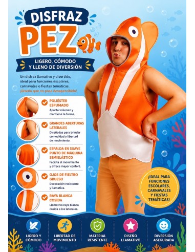 Fantasia de Peixe Tamanho L | Fantasias para Adultos O Rei do Carnaval